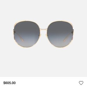 Gucci Women's Sunglasses with Gold Frame and Gray Lenses